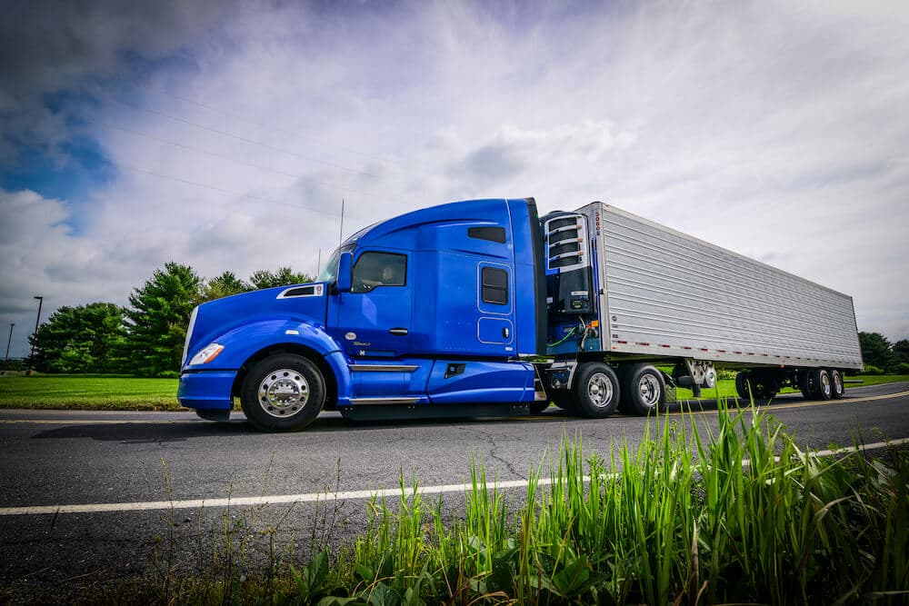 Refrigerated trailer on the highway