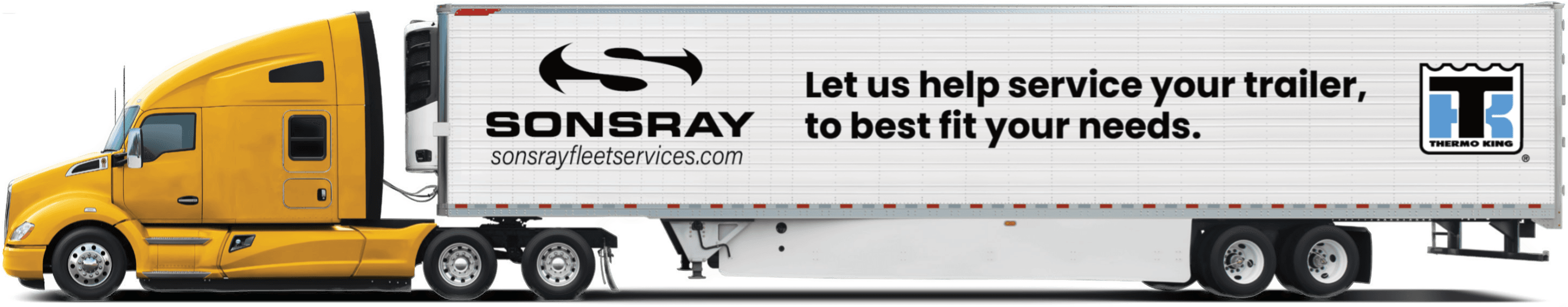 Side view of a Sonsray fleet trailer showing all serviceable areas