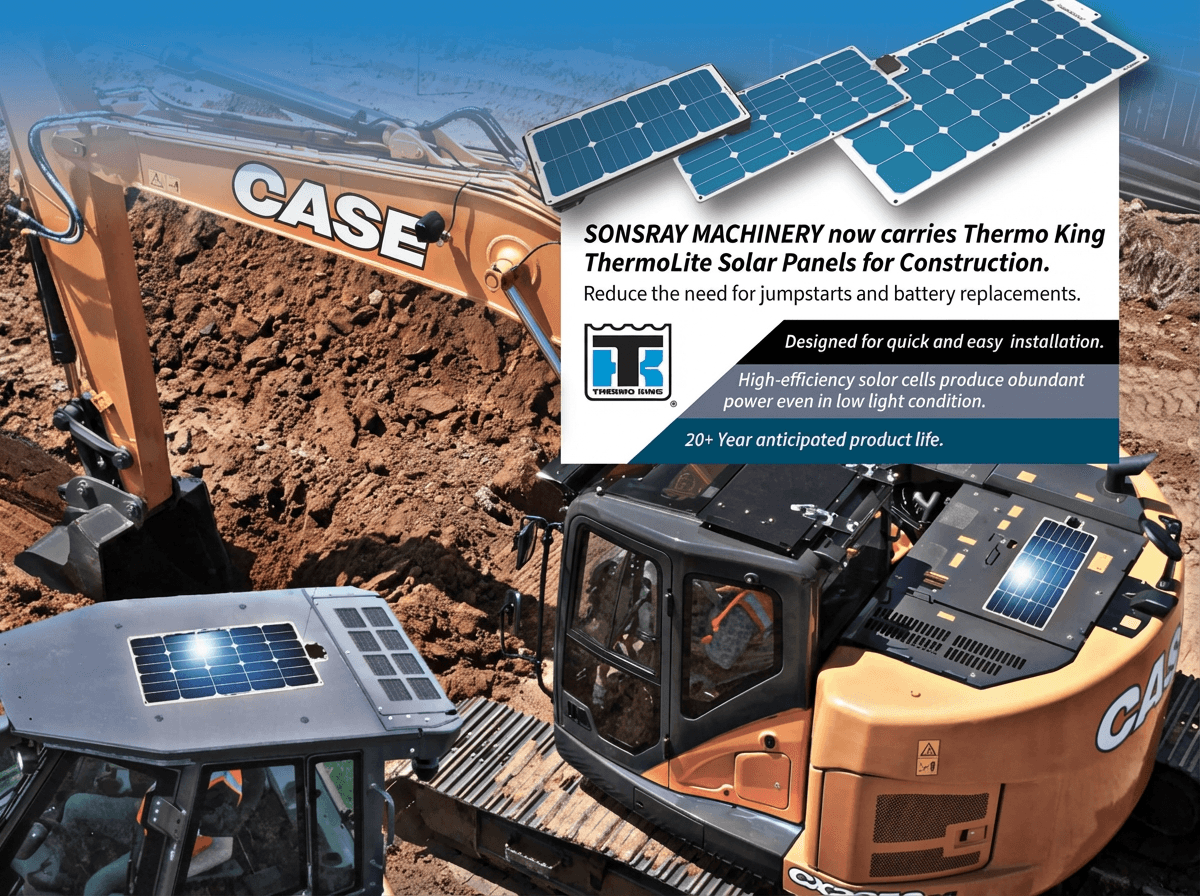 ThermoLite solar panel on heavy equipment